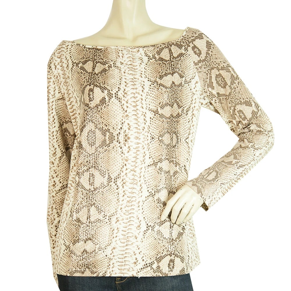 Blugirl Blumarine Beige Snake Skin Print W. Shine Long Sleeve Top sz 48 (1 of 6)