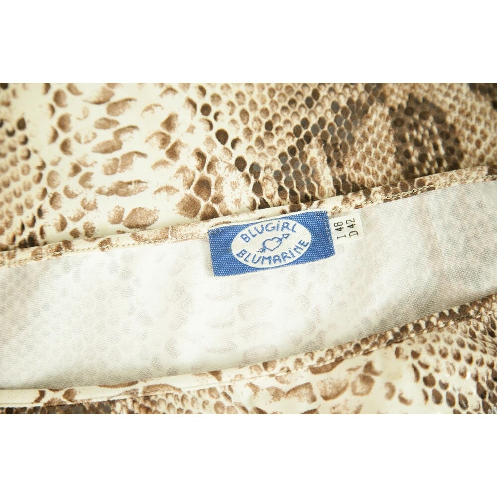 Blugirl Blumarine Beige Snake Skin Print W. Shine Long Sleeve Top sz 48 - 3