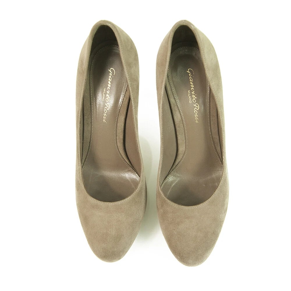 Gianvito Rossi Taupe Suede Round Toe Pumps Slim High Heels Shoes size 37 - 2