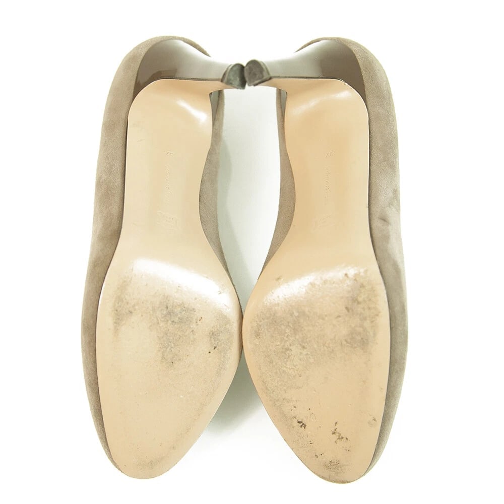 Gianvito Rossi Taupe Suede Round Toe Pumps Slim High Heels Shoes size 37 - 3