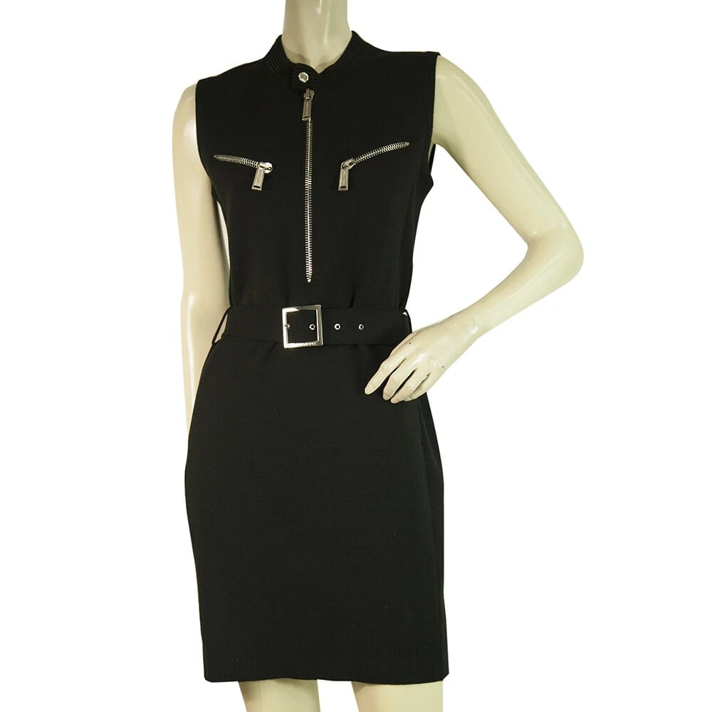DSquared DS2 Sleeveless Black Wool Knit Elasticated Mini Dress size M w. Zippers (1 of 7)