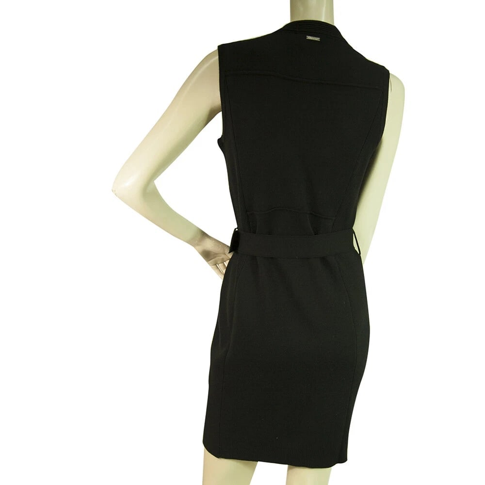DSquared DS2 Sleeveless Black Wool Knit Elasticated Mini Dress size M w. Zippers - 2