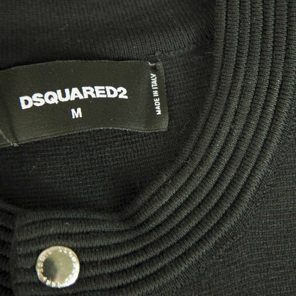 DSquared DS2 Sleeveless Black Wool Knit Elasticated Mini Dress size M w. Zippers - 3