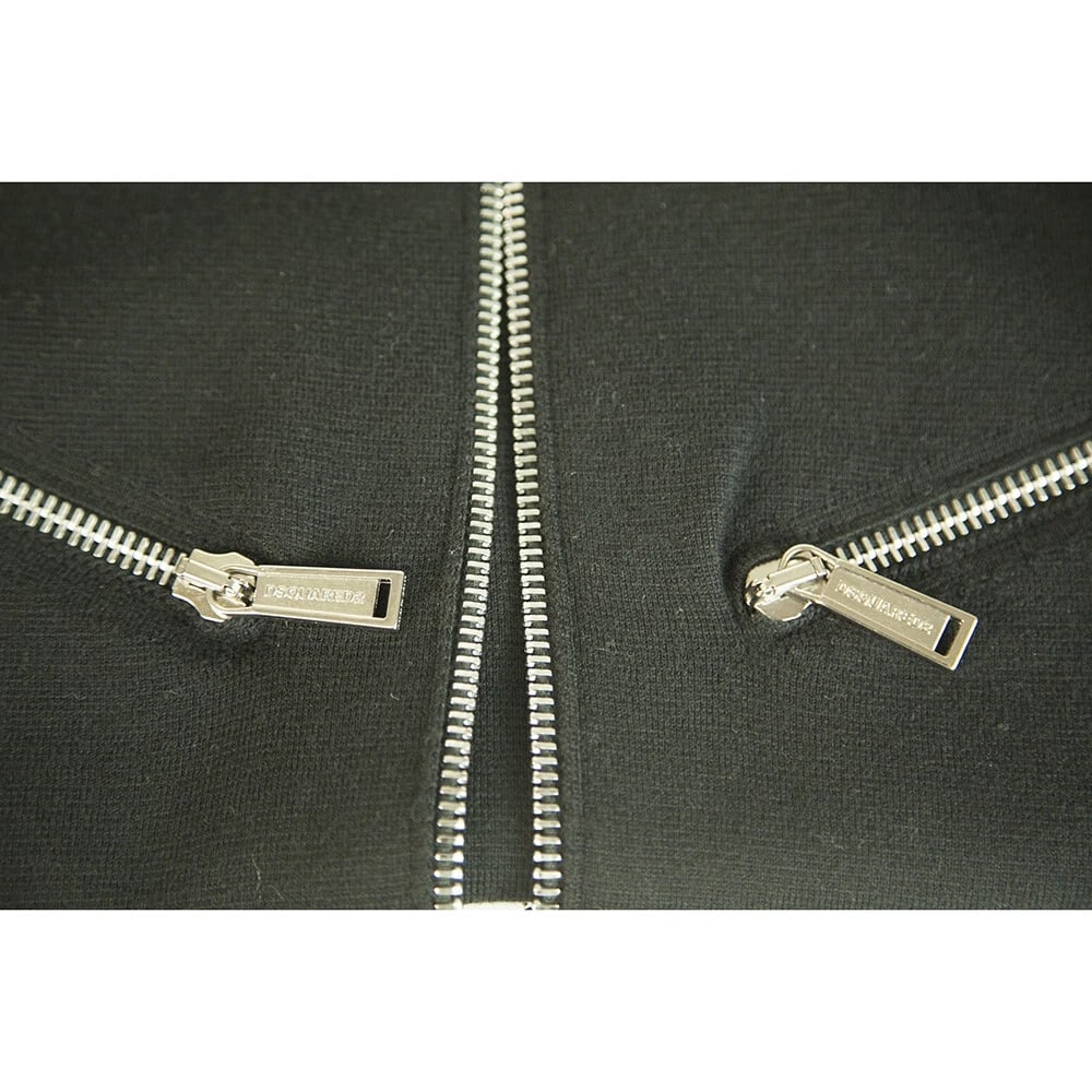 DSquared DS2 Sleeveless Black Wool Knit Elasticated Mini Dress size M w. Zippers - 4