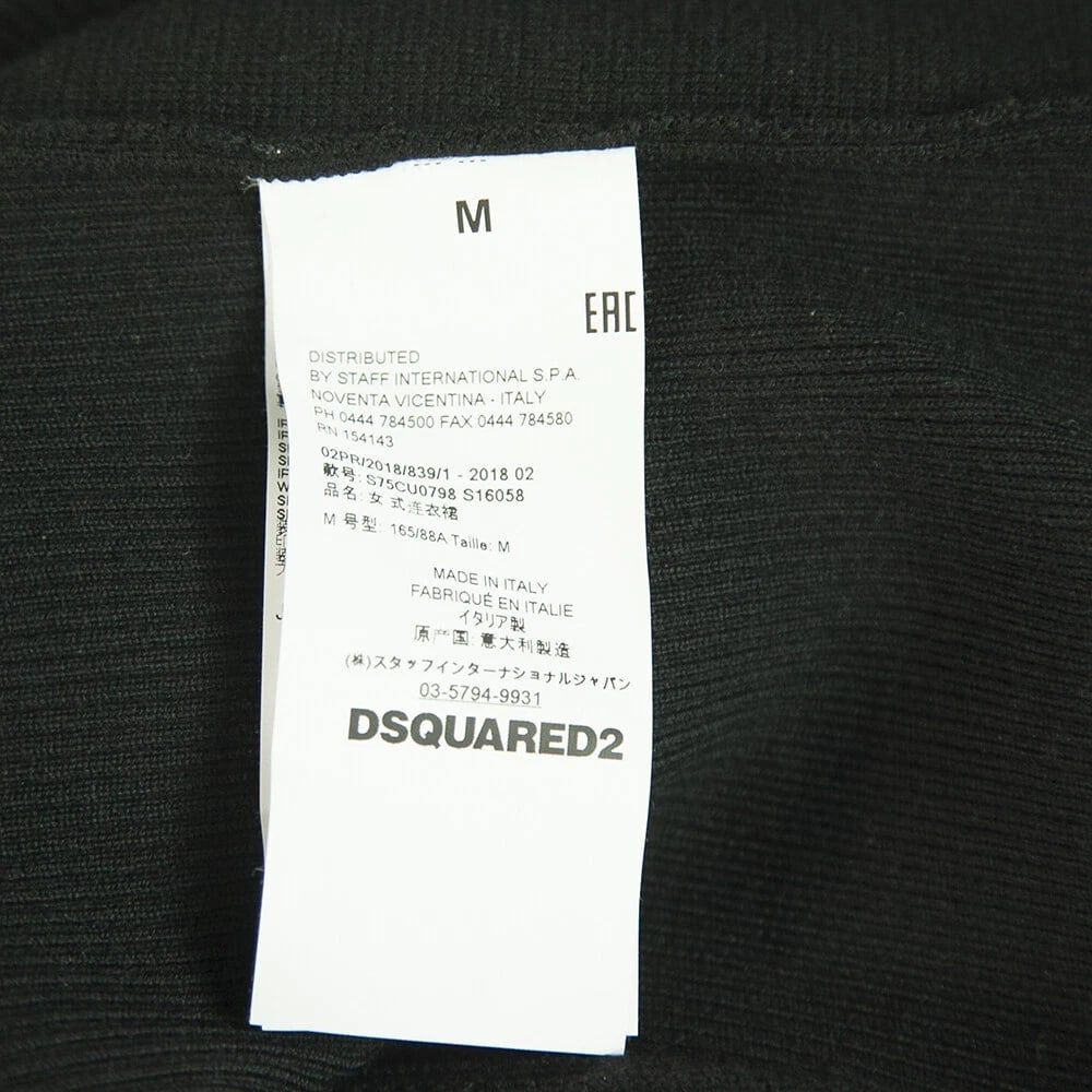 DSquared DS2 Sleeveless Black Wool Knit Elasticated Mini Dress size M w. Zippers - 5