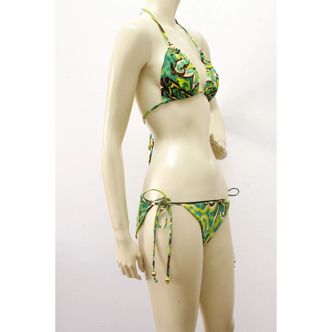 Milly Cabana Green and Brown Kaleidoscopic Print Bikini Swimsuit Swimwear size S - 6