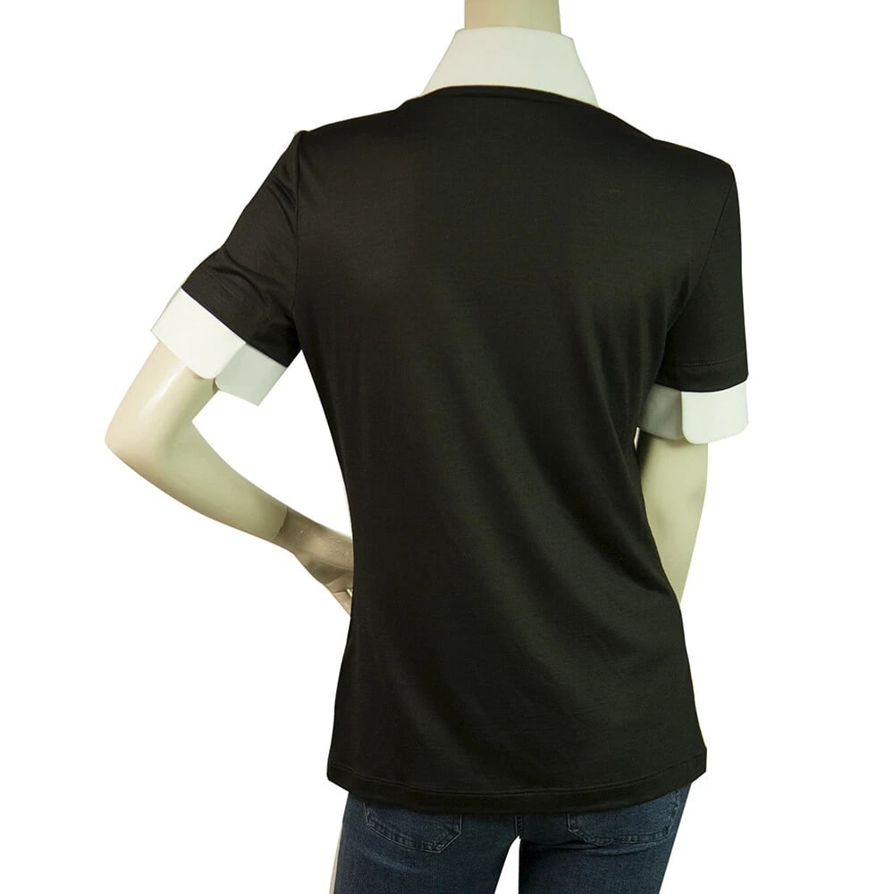 Dsquared2 D2 Black Wool knit White Cotton Collar Short Sleeve Top Blouse size XL - 2