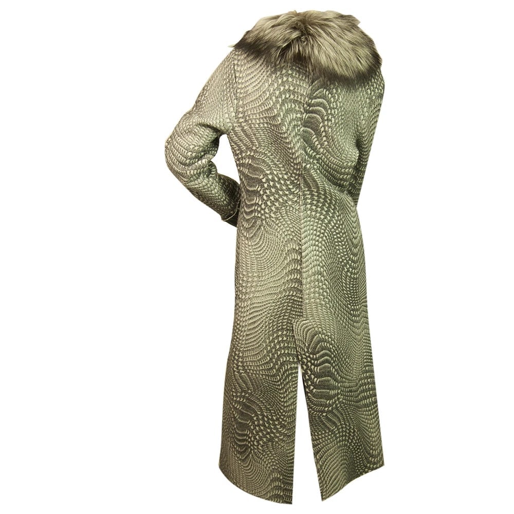 Angelo Marani Gray Merino Wool Calf Length Winter Warm Fur Collar Coat sz 46 - 2