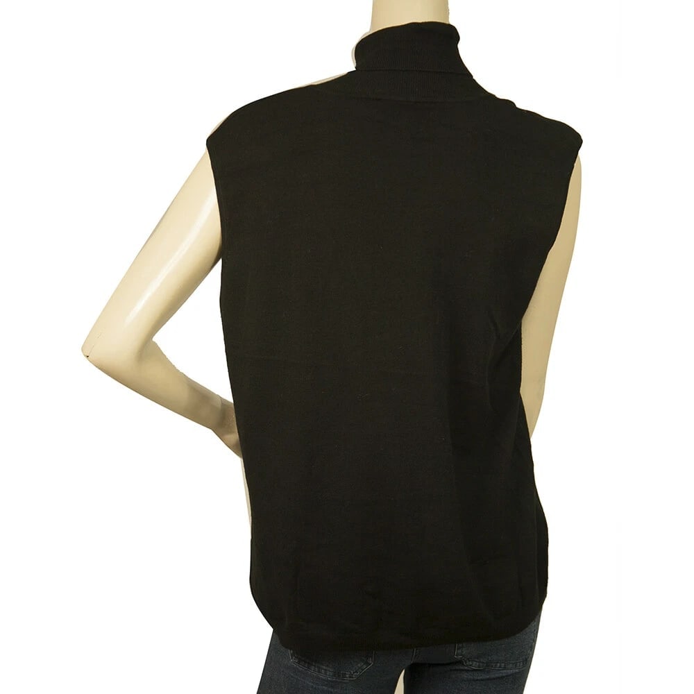 Delmod Black Knit Sleeveless Turtle Neck Top- 42 Sequins Cardigan- 46 Twin Set - 8