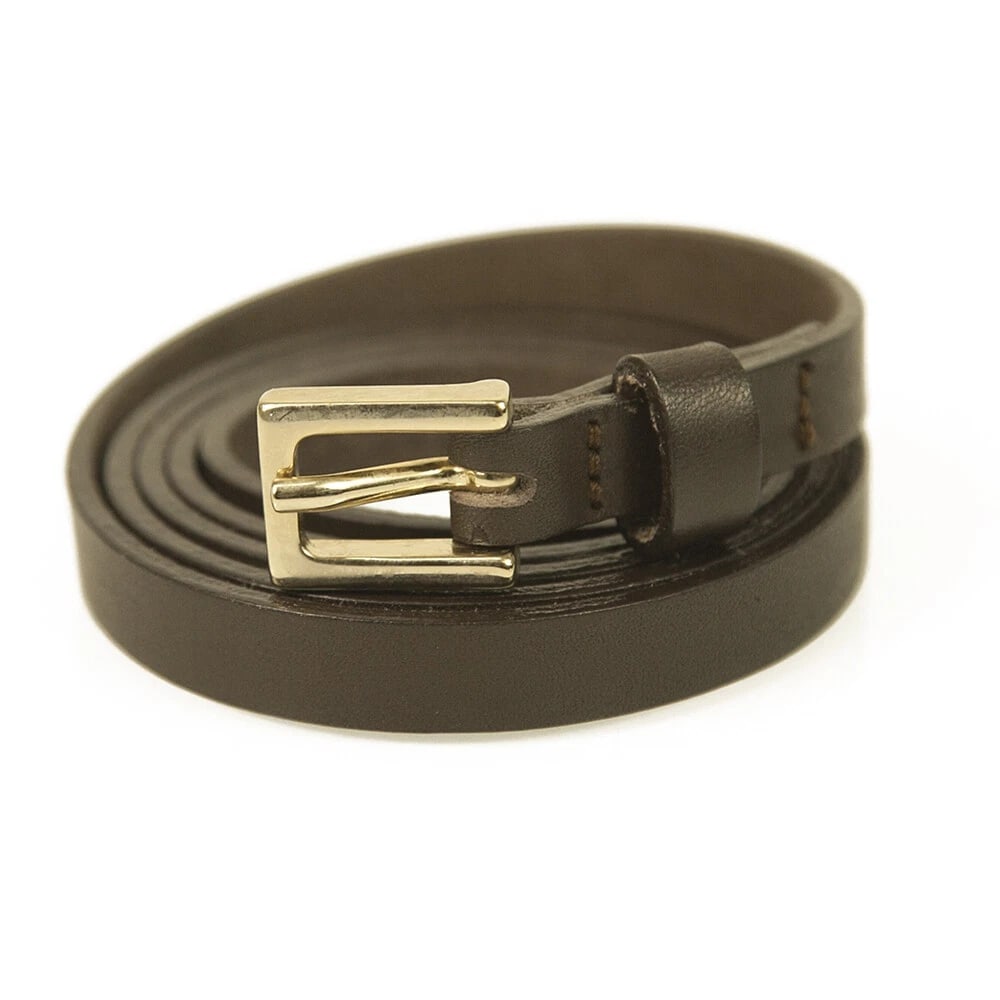 DSquared2 Woman's Brown Gold tone Buckle Thin Skinny Leather Belt size M - 7
