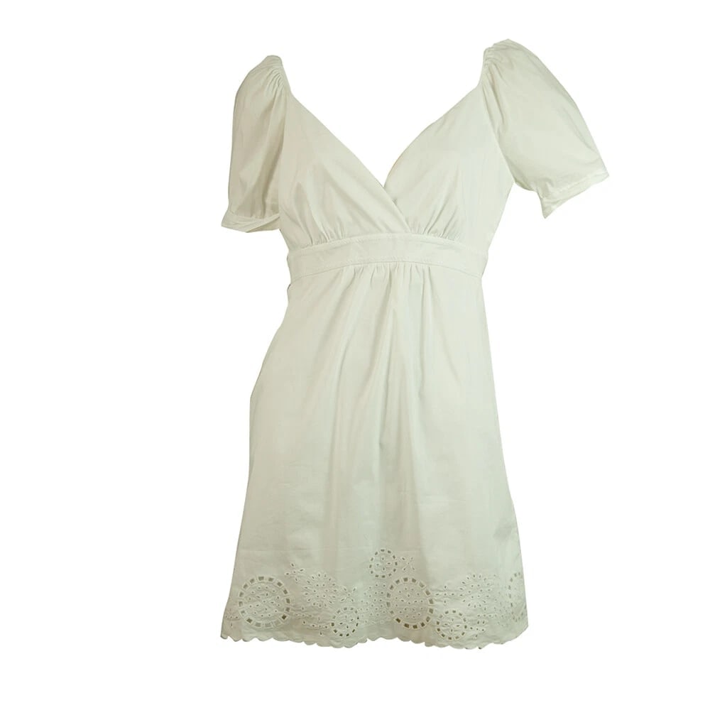 BCBG Max Azria White Puff Sleeves Lace Details Mini Length Dress size 2 - 6