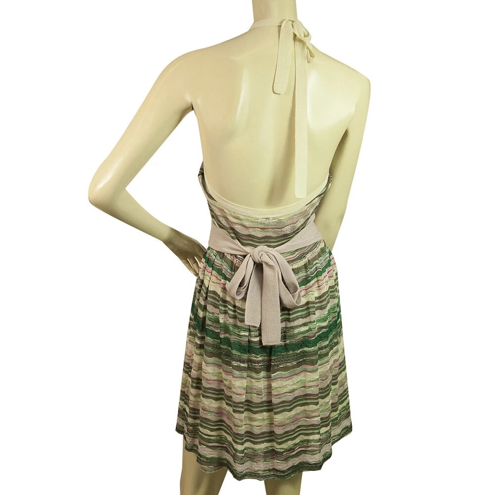 M Missoni Multicolored Halter Neck Striped Mini length belted dress Size 42 - 2