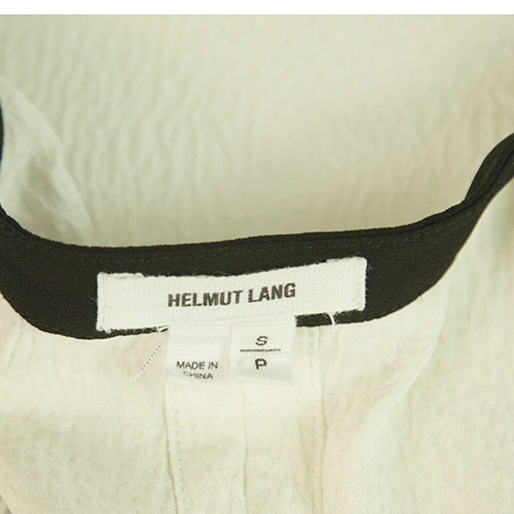 Helmut Lang Ivory & Black Long Silk Blouse Sleeveless Top Front Zip Size S/P - 3