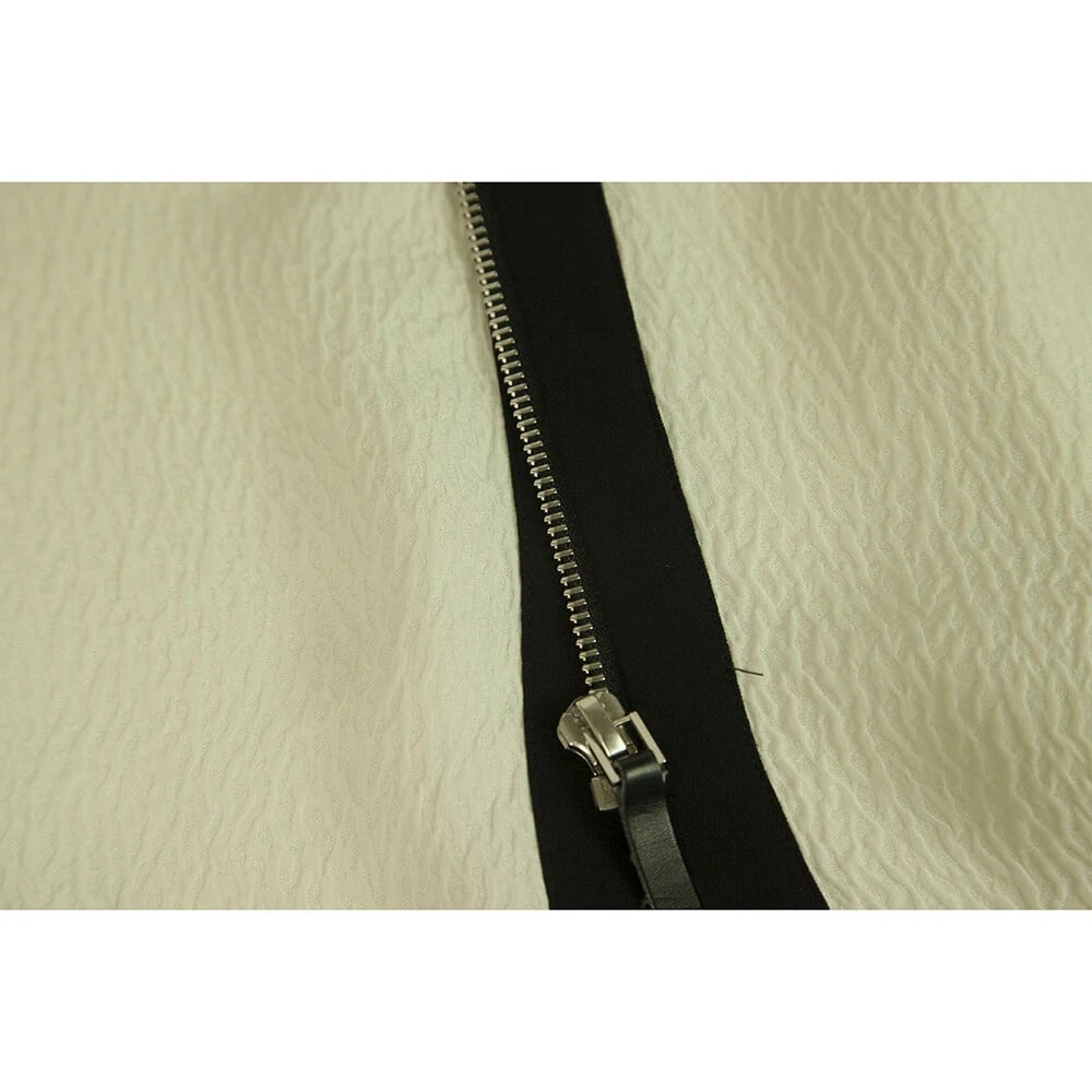 Helmut Lang Ivory & Black Long Silk Blouse Sleeveless Top Front Zip Size S/P - 5