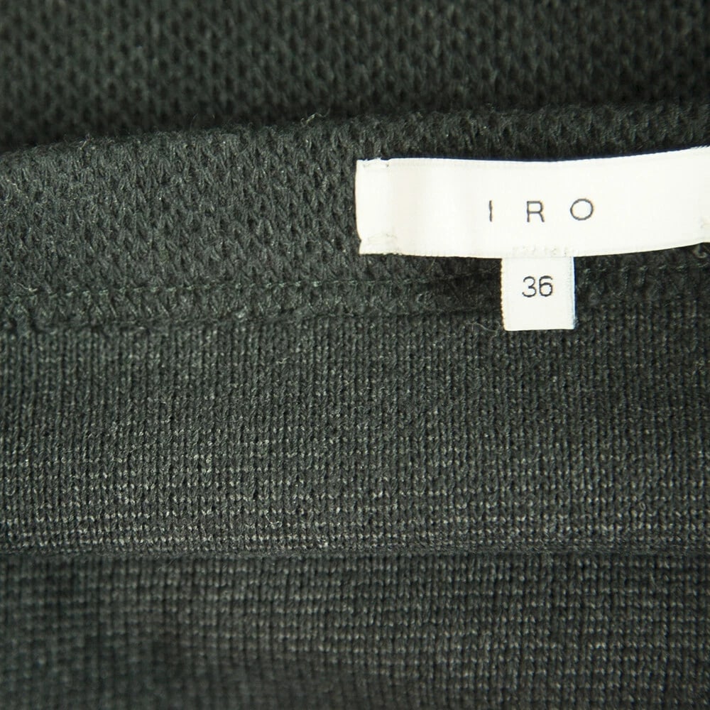 Iro Black Cotton Wool Blend Elasticated Mini Skirt Leather Trim size 36 - 3