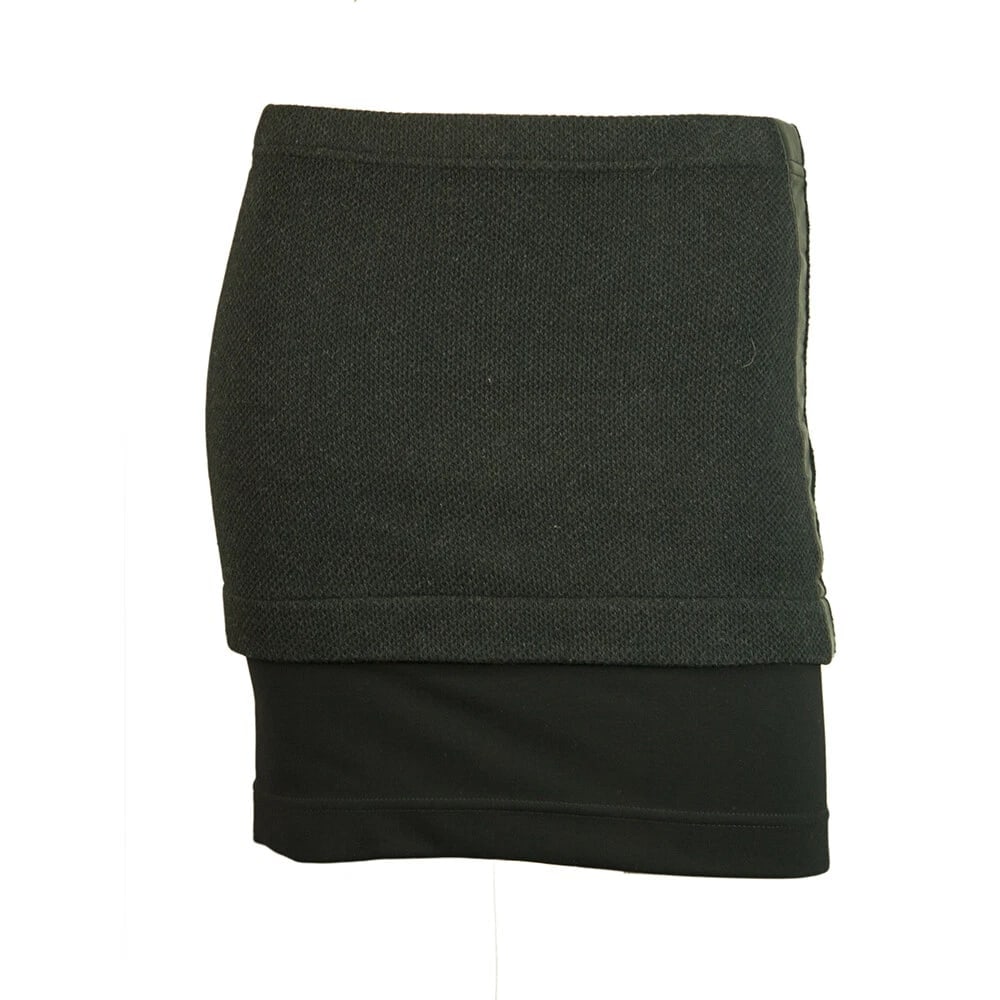 Iro Black Cotton Wool Blend Elasticated Mini Skirt Leather Trim size 36 - 6