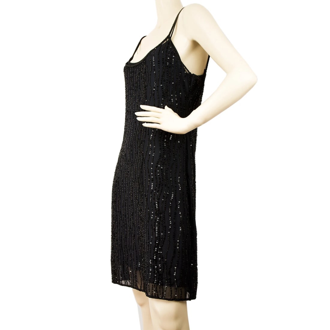 MCM spagetti sleeves beaded evening cocktail dress 38 - 3