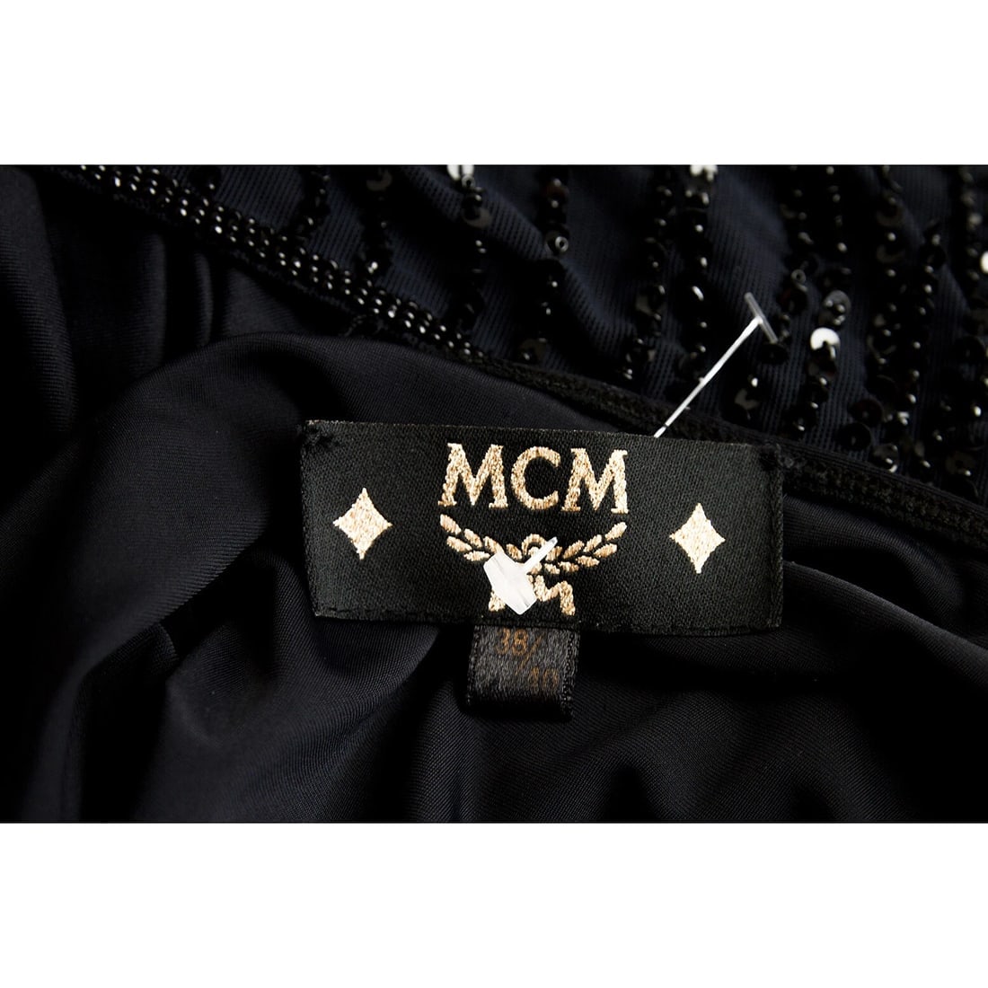 MCM spagetti sleeves beaded evening cocktail dress 38 - 6