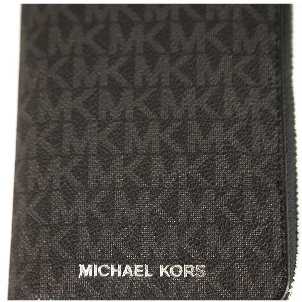 Michael Kors - Cooper Black Logo Canvas Zip Around Smartphone Wallet , New - 6