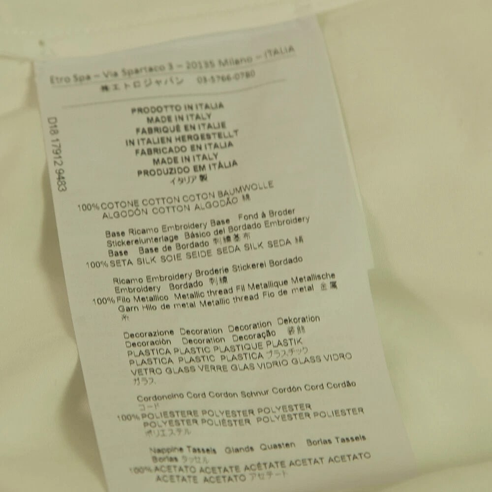 ETRO White Cotton Pearls and Beads Neckline, Tassels Blouse Tunic Top size 38 - 4