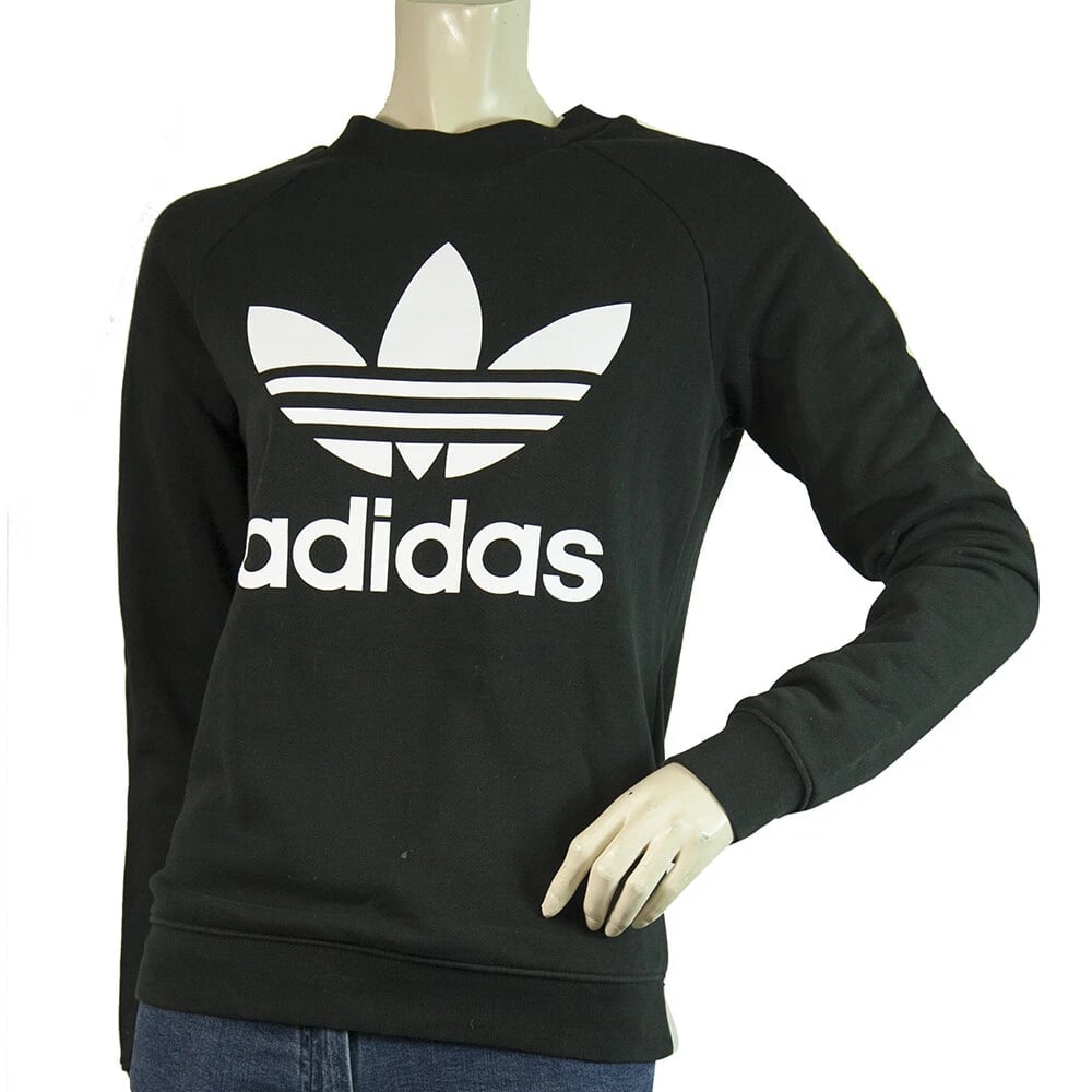 Adidas Black White Logo Activewear Sport Sweatshirt Top sz UK 8 Fr 36 I 40 (1 of 6)
