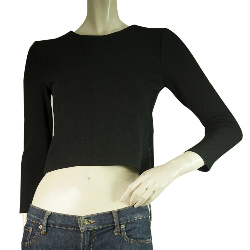 Alice + Olivia Black Viscose with Back & Side Zippers Cropped Top Size XS: Title:Alice + Olivia Black Viscose with Back & Side Zippers Cropped Top Size XS Description:Alice + Olivia Black Viscose with Back & Side Zippers Cropped Top Size XS A beautiful black top from Alice +