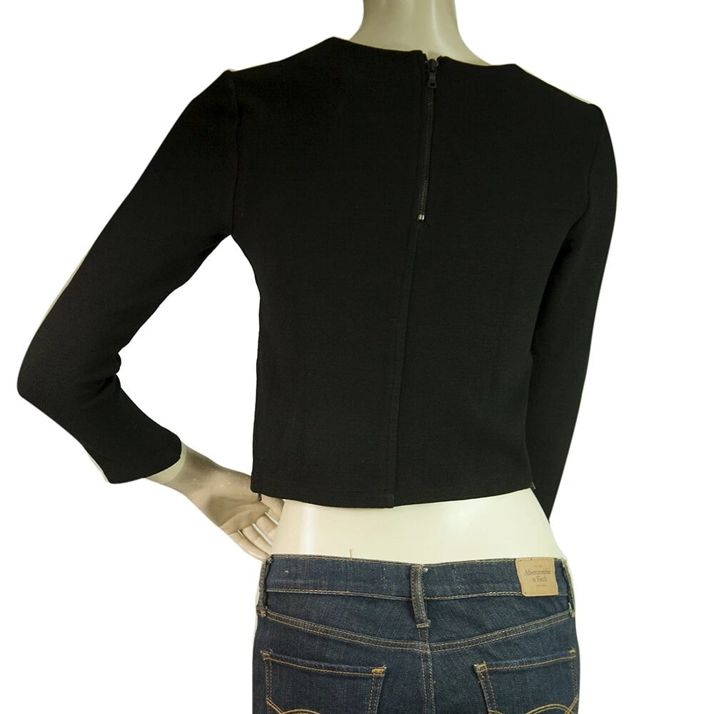 Alice + Olivia Black Viscose with Back & Side Zippers Cropped Top Size XS - 2