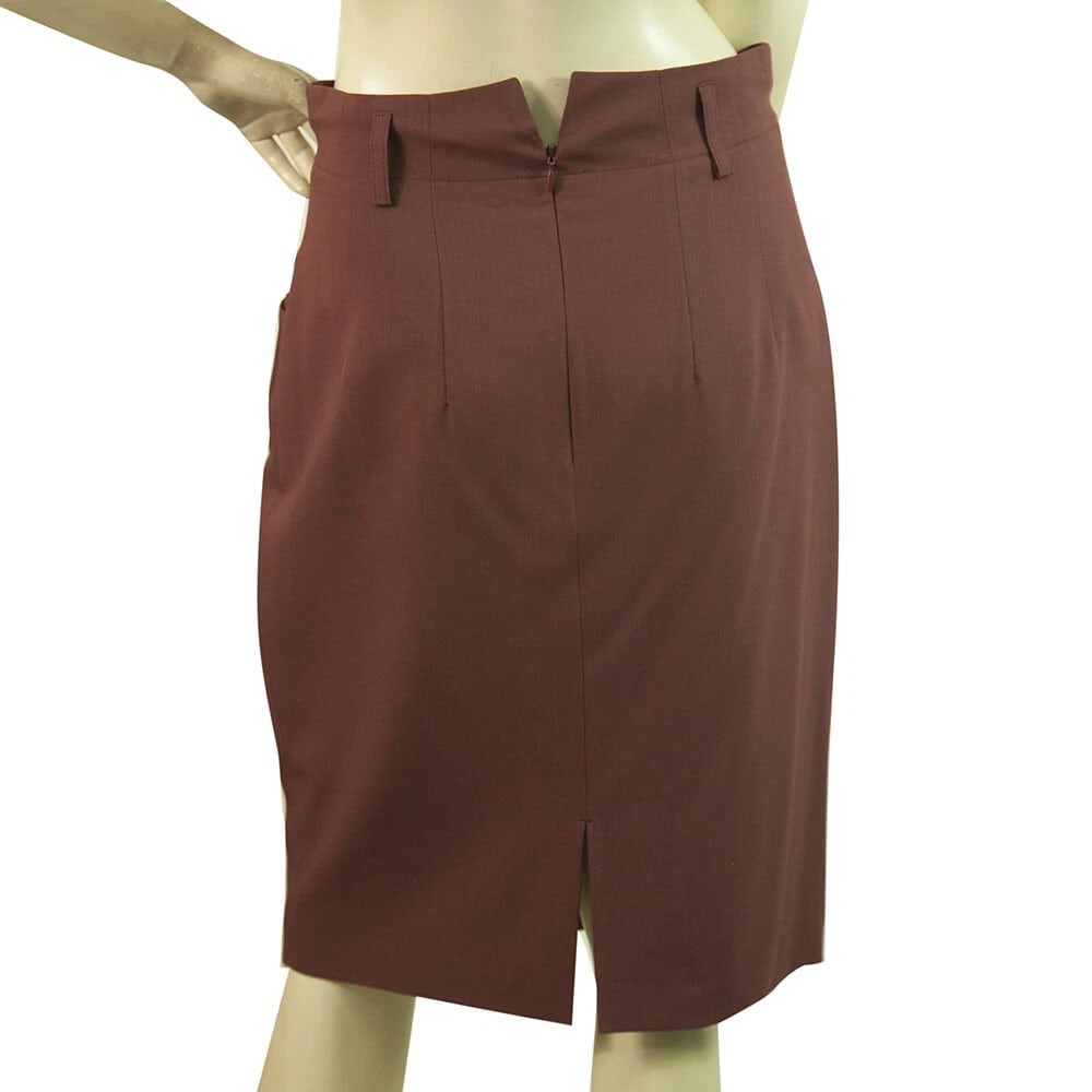 Loro Piana & Windsor Burgundy Virgin Wool Blend Knee Length Skirt size 38 - 2