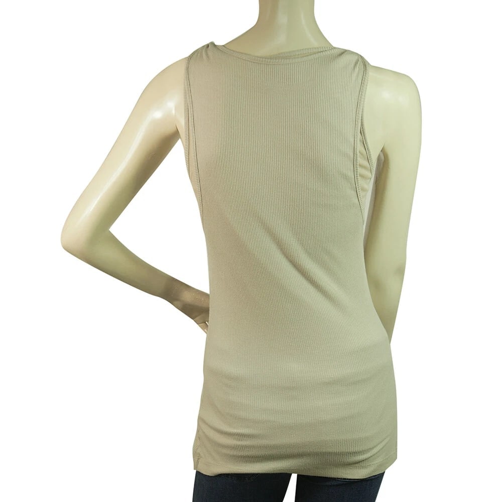 Robert Rodriguez Beige Ribbed Braided Straps Long Tank Sleeveless top Sz S - 2