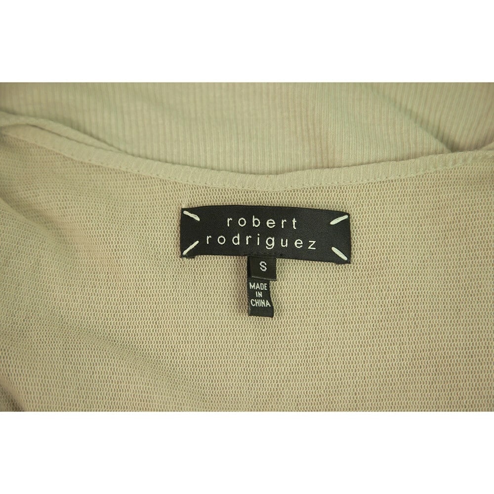 Robert Rodriguez Beige Ribbed Braided Straps Long Tank Sleeveless top Sz S - 3