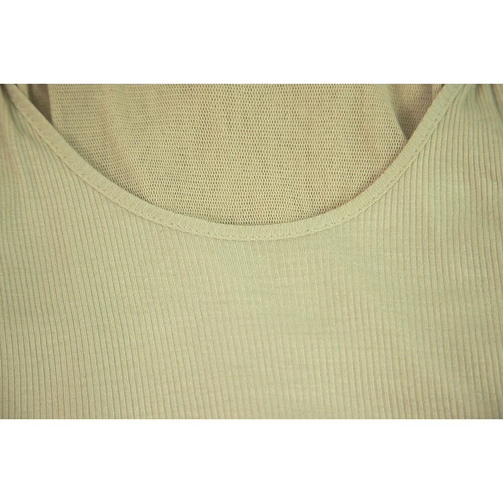 Robert Rodriguez Beige Ribbed Braided Straps Long Tank Sleeveless top Sz S - 5