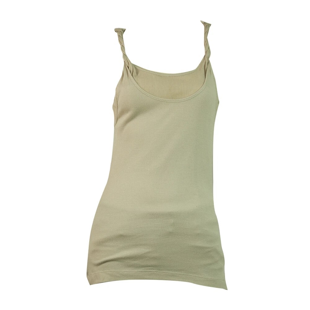 Robert Rodriguez Beige Ribbed Braided Straps Long Tank Sleeveless top Sz S - 6