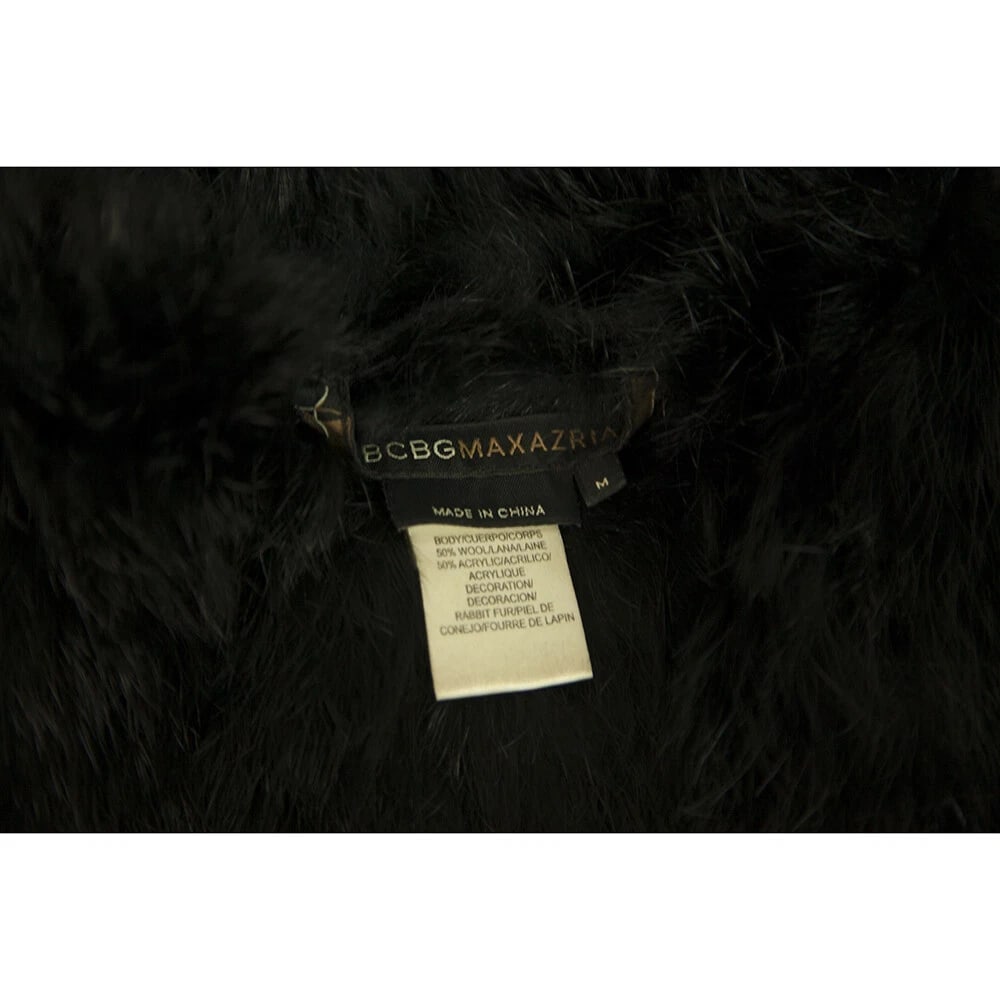 BCBG Max Azria Black Lapin Fur Vest Sleeveless Jacket Gillet size M - 3