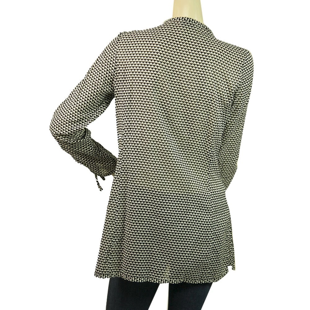 Steffen Schraut Black & White Beaded Tunic Geometrical Tie Front Top Blouse 34 - 2