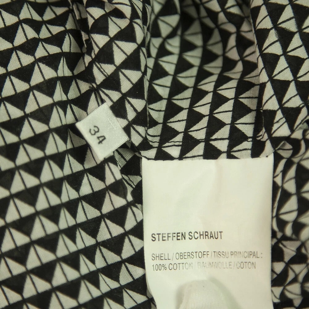 Steffen Schraut Black & White Beaded Tunic Geometrical Tie Front Top Blouse 34 - 4
