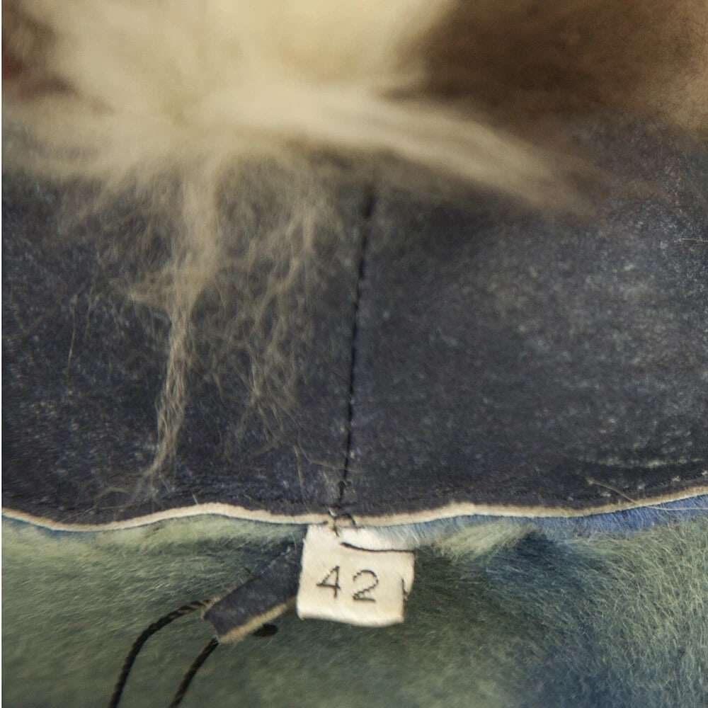 Artico Blue Shearling Multicolor Fur Long Sleeve Short Jacket Coat size 42 - 3