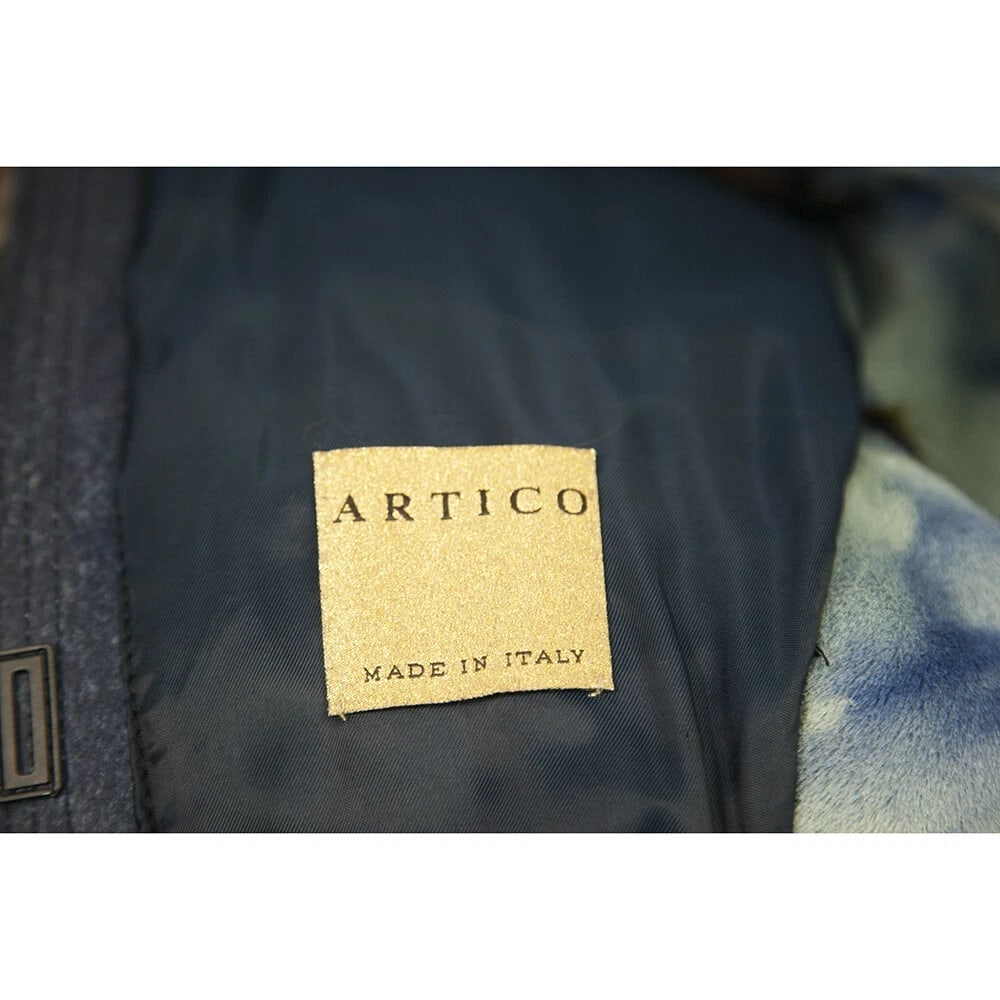 Artico Blue Shearling Multicolor Fur Long Sleeve Short Jacket Coat size 42 - 4