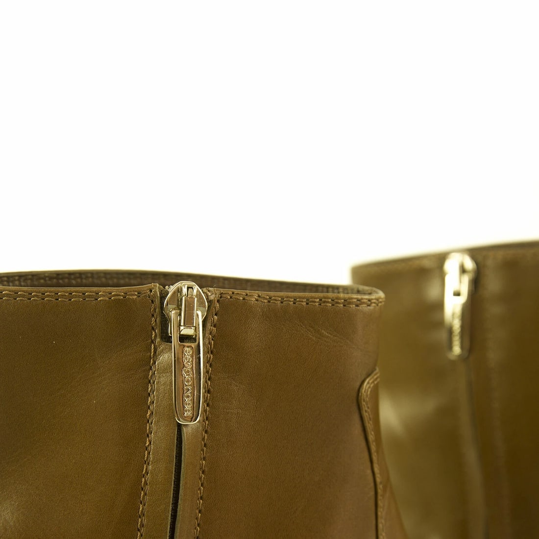 BNWOB Sergio Rossi tan shinny leather peep toe ankle boots booties sz 37,5 - 8