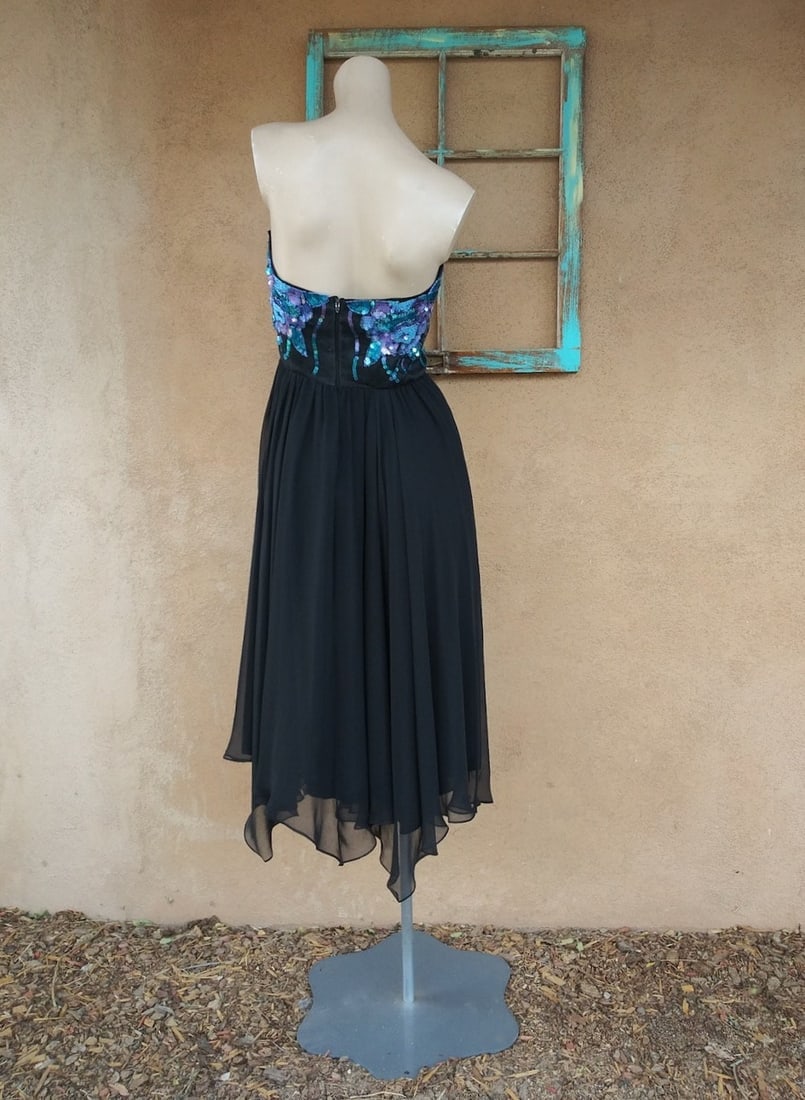 Vintage 1980s Strapless Sequin Dress Eletra Casadei Sz S M - 8