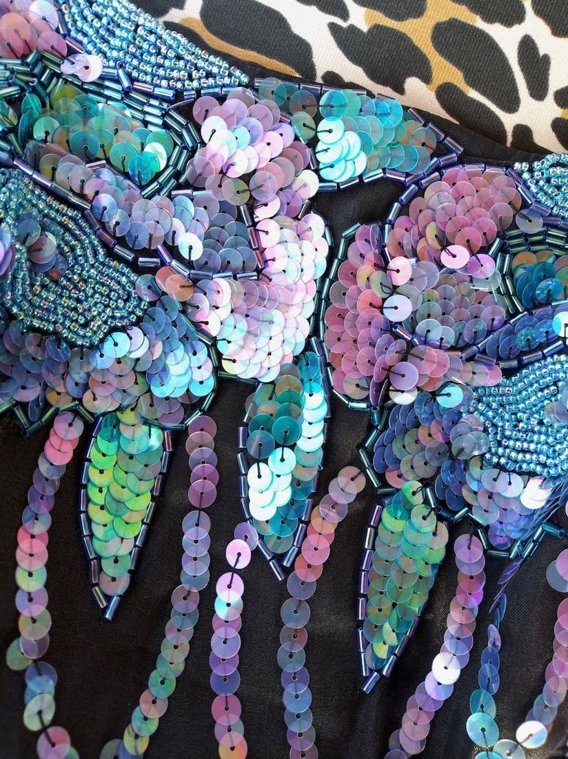 Vintage 1980s Strapless Sequin Dress Eletra Casadei Sz S M - 9