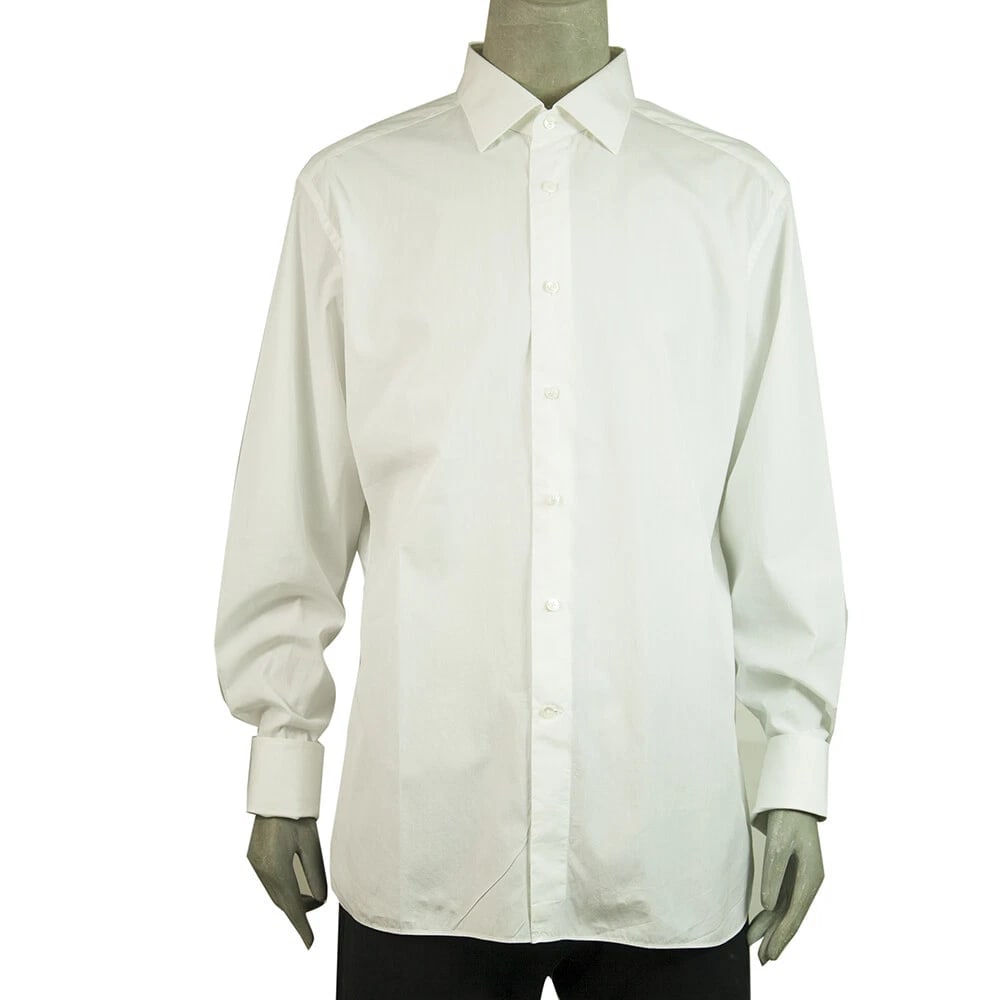 Ermenegildo Zegna Classic White Shirt Long Sleeve French Cuff Cotton Mens 45 (1 of 7)