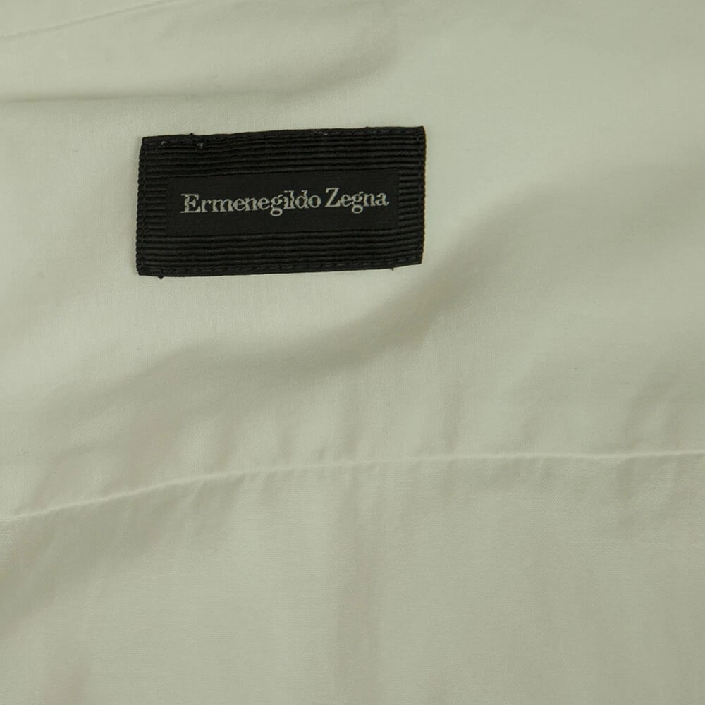 Ermenegildo Zegna Classic White Shirt Long Sleeve French Cuff Cotton Mens 45 - 3