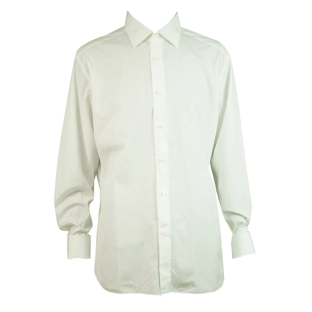 Ermenegildo Zegna Classic White Shirt Long Sleeve French Cuff Cotton Mens 45 - 7