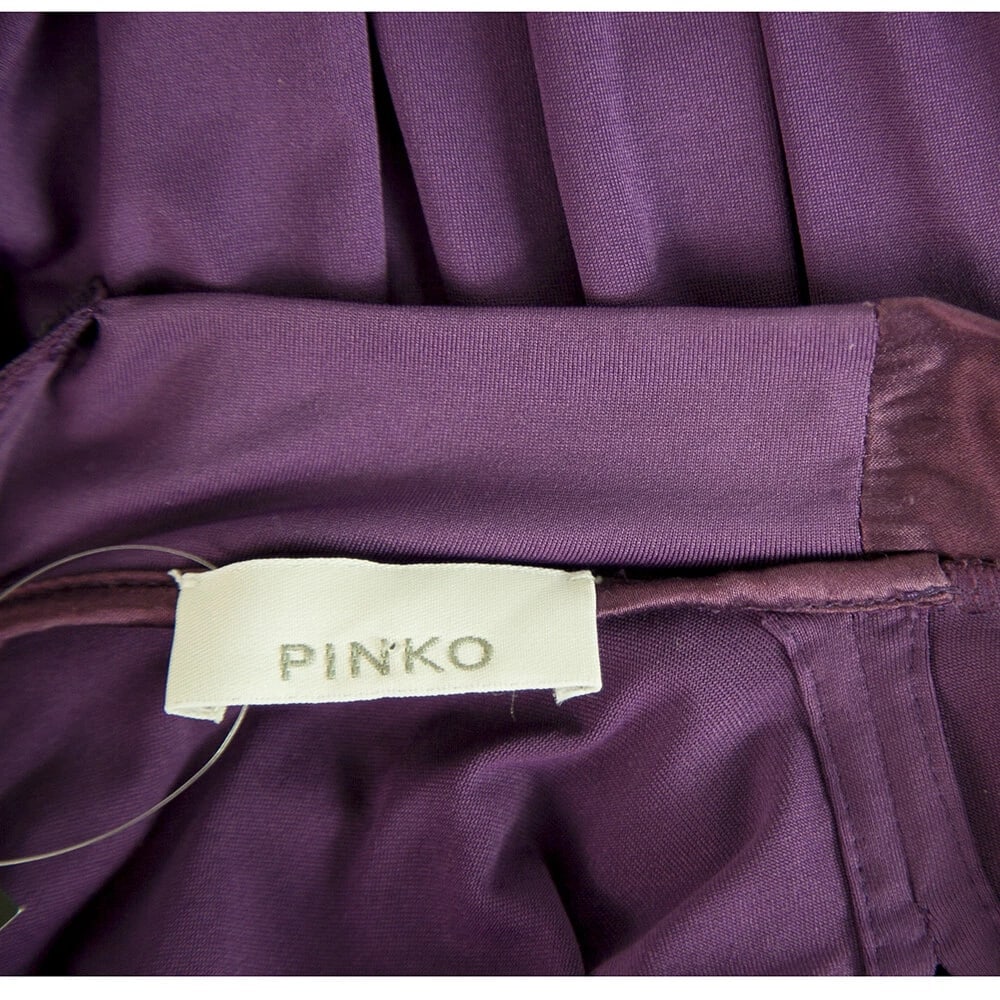 Pinko Purple Draped Empire Waist Beads Sequins Sleeveless Knee Dress sz L - 3