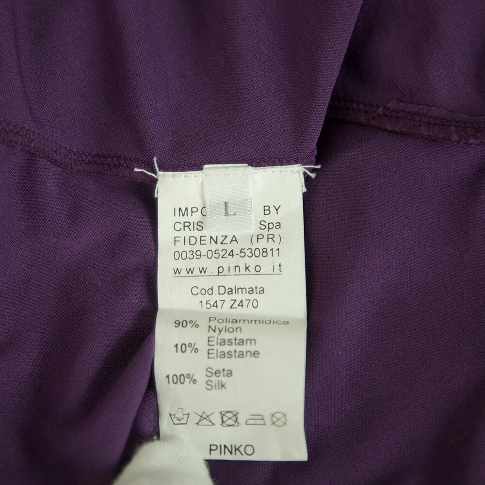 Pinko Purple Draped Empire Waist Beads Sequins Sleeveless Knee Dress sz L - 4