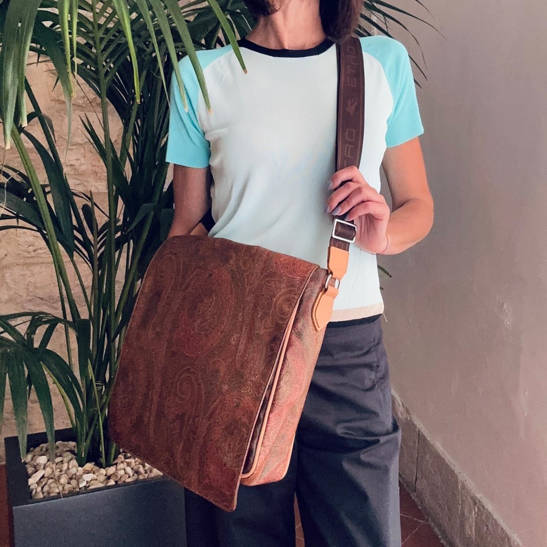 ETRO Paisley Fabric Messenger Bag with Adjustable Shoulder Strap - 2