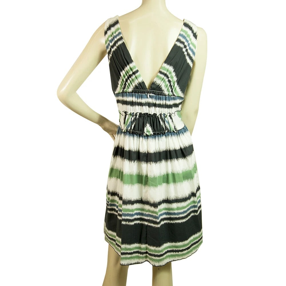 BCBG Max Azria Blue Green Gray Stripes Sleeveless Mini Length Dress size XS - 2