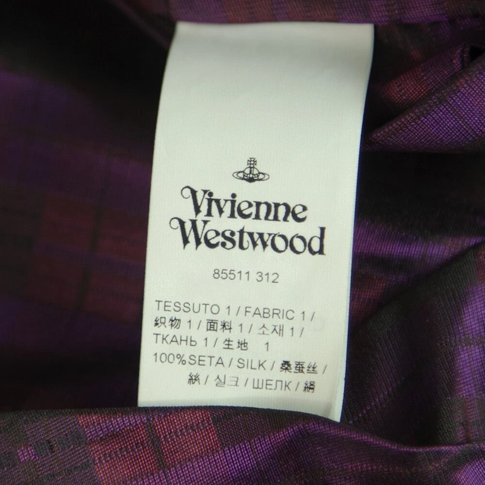 New Vivienne Westwood Abel Purple 100% Silk Jacquard Asymmetric Cape size UK 8 - 4