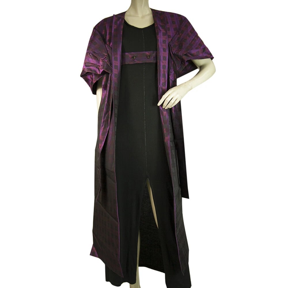 New Vivienne Westwood Abel Purple 100% Silk Jacquard Asymmetric Cape size UK 8 - 6