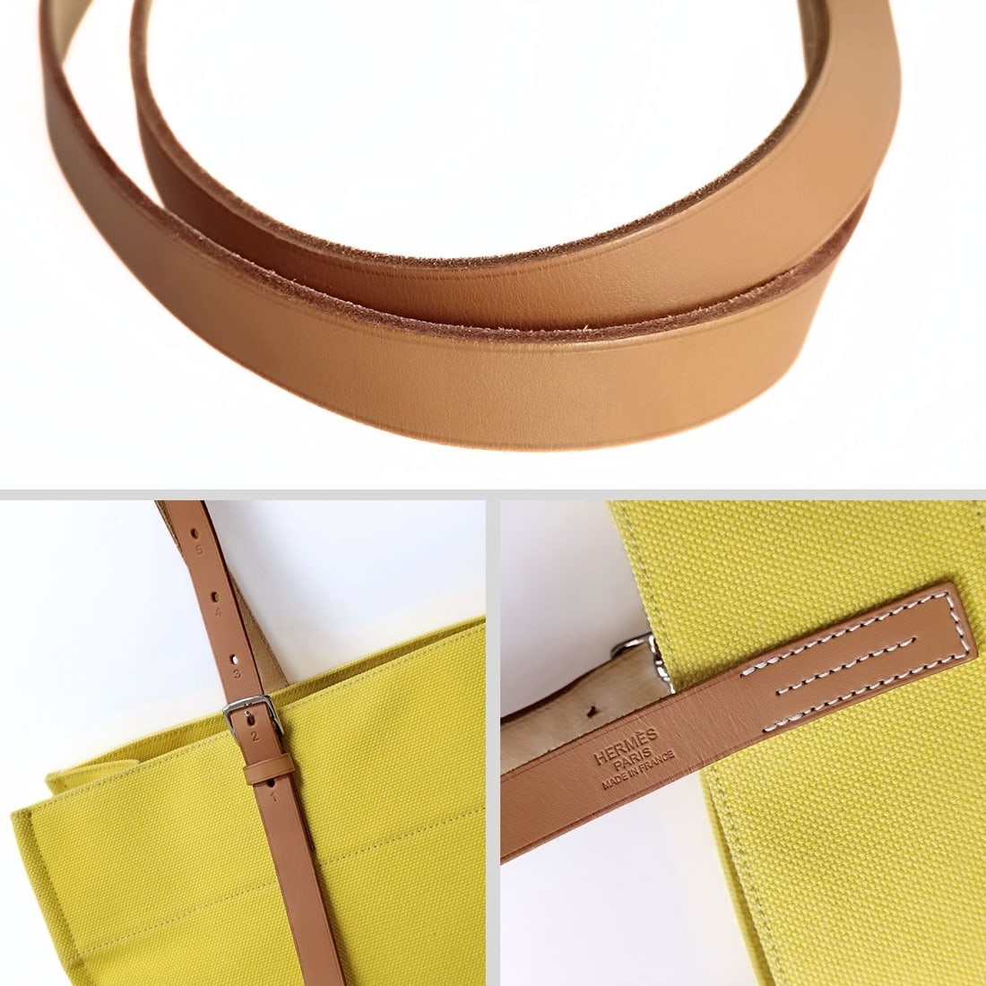 HERMES Étrivière shoulder bag in yellow canvas - 6